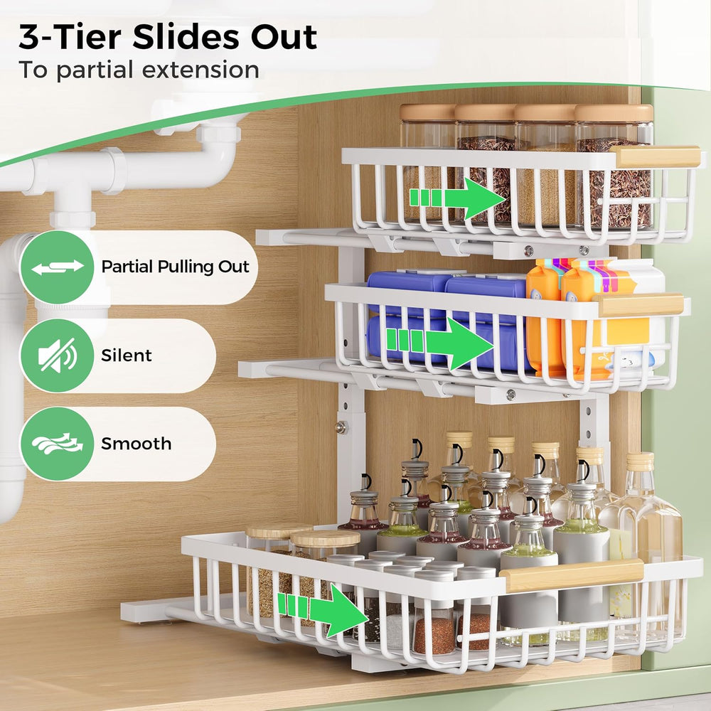3 Tier Under Sink Organizer: Pull Out Cabinet Storage for Bathroom,2 Pack