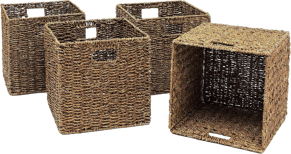 Foldable Storage Basket with Iron Wire Frame By Trademark Innovations (Set of 4)