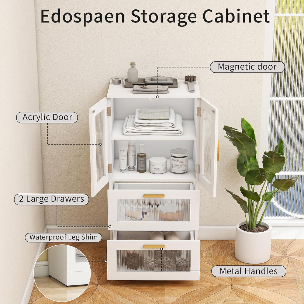 Bathroom Storage Cabinet, Bathroom Cabinet with 2 Doors, 2 Drawers, White