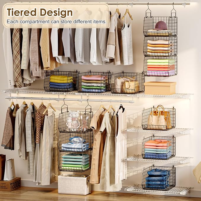 Deeper 4'' Design 5 Tier Foldable Hanging Closet Organizer and Storag...