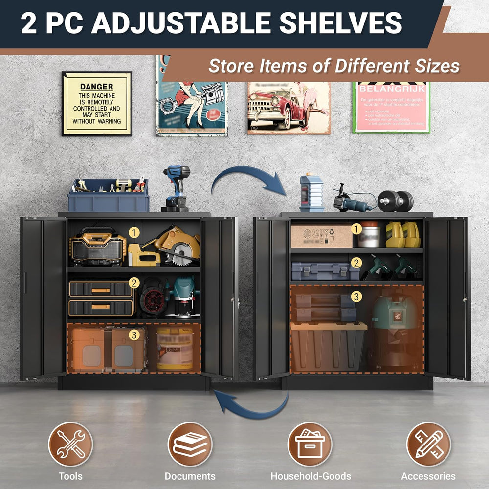 BESFUR Metal Storage Cabinet,36" H Lockable Storage Cabinets with 2 Adju...