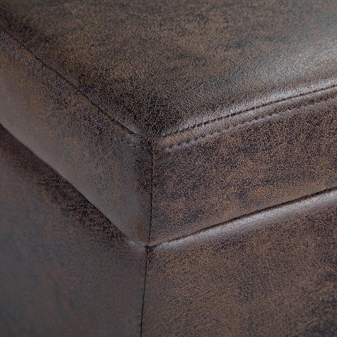 SIMPLIHOME Avalon 48 inch Wide Contemporary Rectangle Storage Ottoman Bench in
