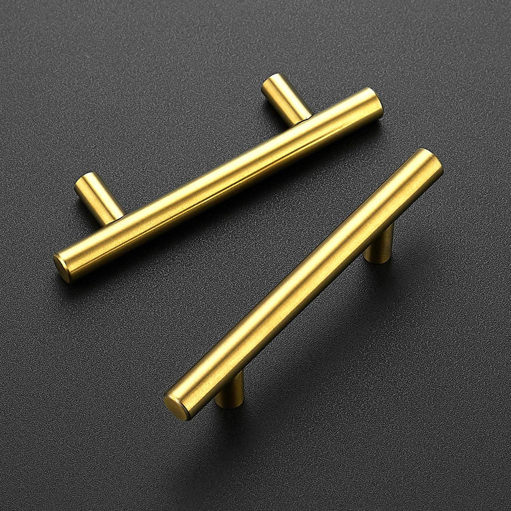 Ravinte Cabinet Handles,5" Length,3" Hole Center,Brushed Brass,40 Pack
