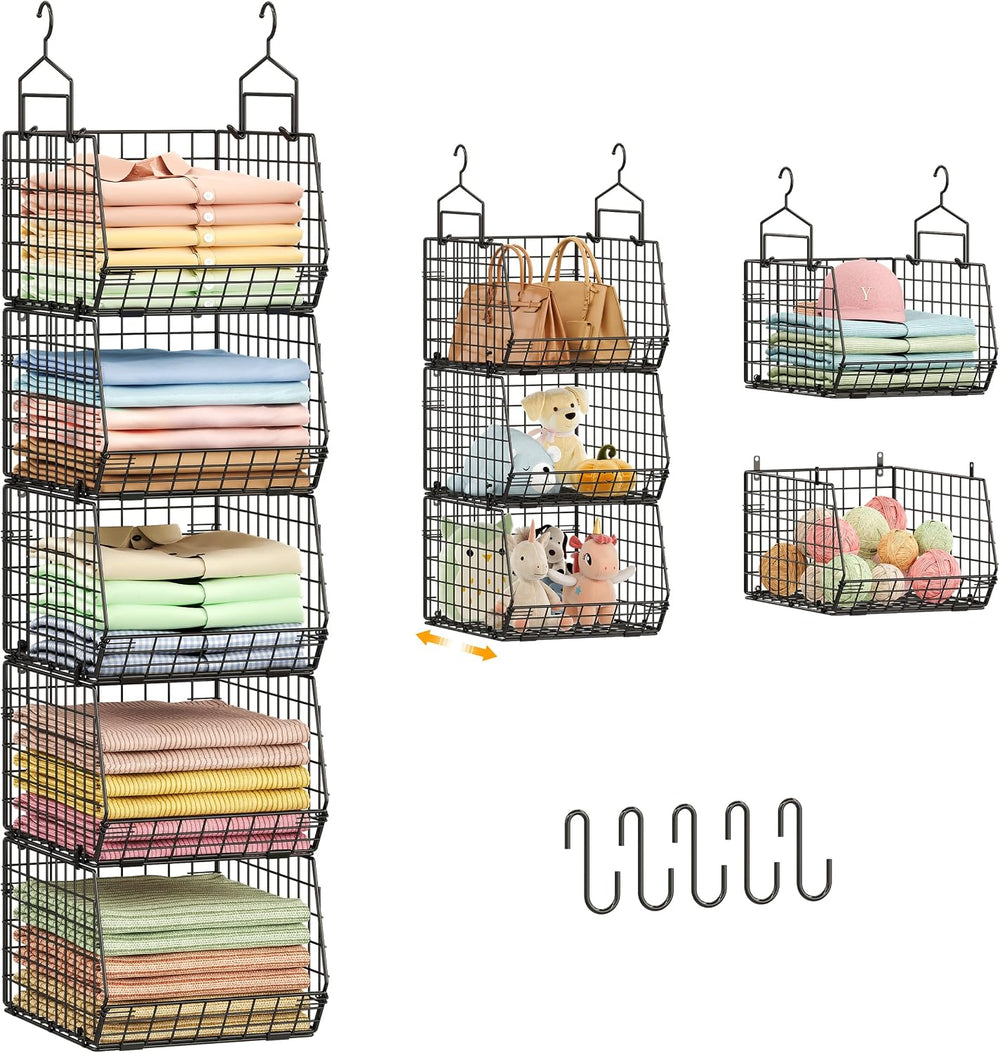 Deeper 4'' Design 5 Tier Foldable Hanging Closet Organizer and Storag...
