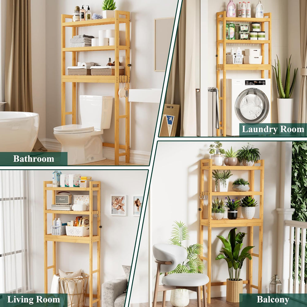 Smiry Bamboo Over The Toilet Storage Cabinet, 3 Tier, Natural