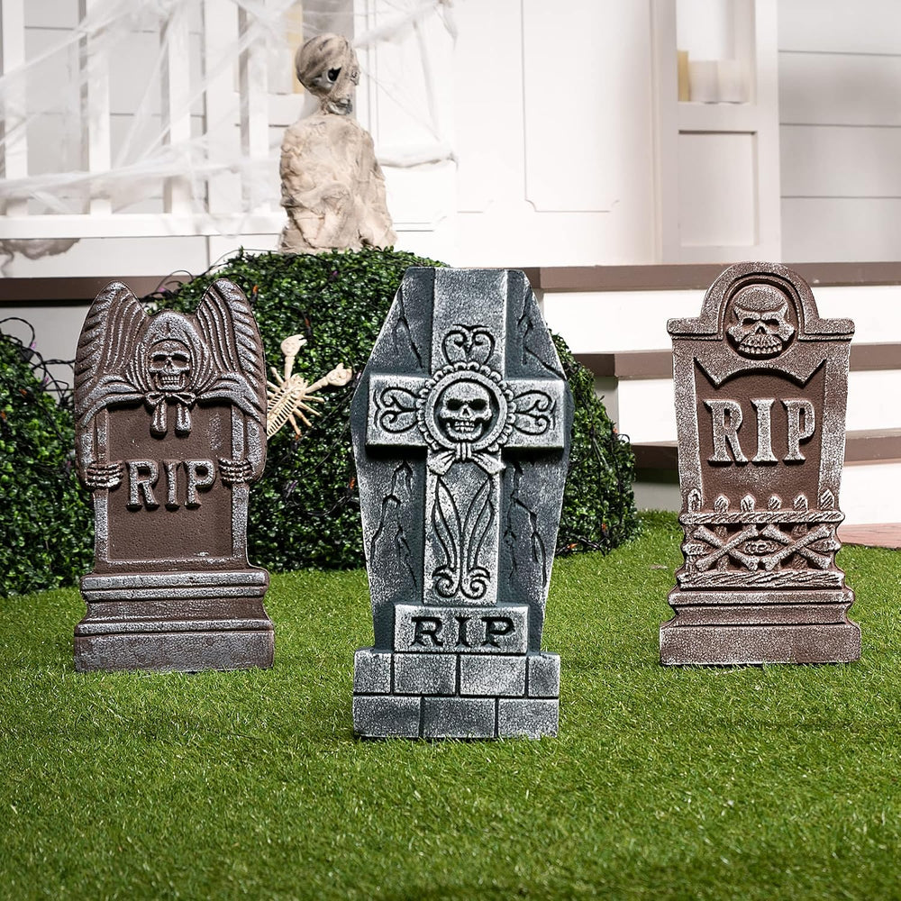 JOYIN 17” Halloween Foam RIP Graveyard Tombstones (5 Pack), Halloween Tombsto...