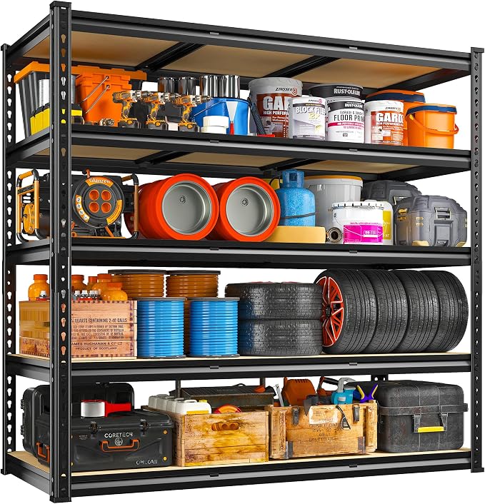 REIBII 48" W Garage Shelving Heavy Duty, 3000LBS Storage Shelves, 5-Tier