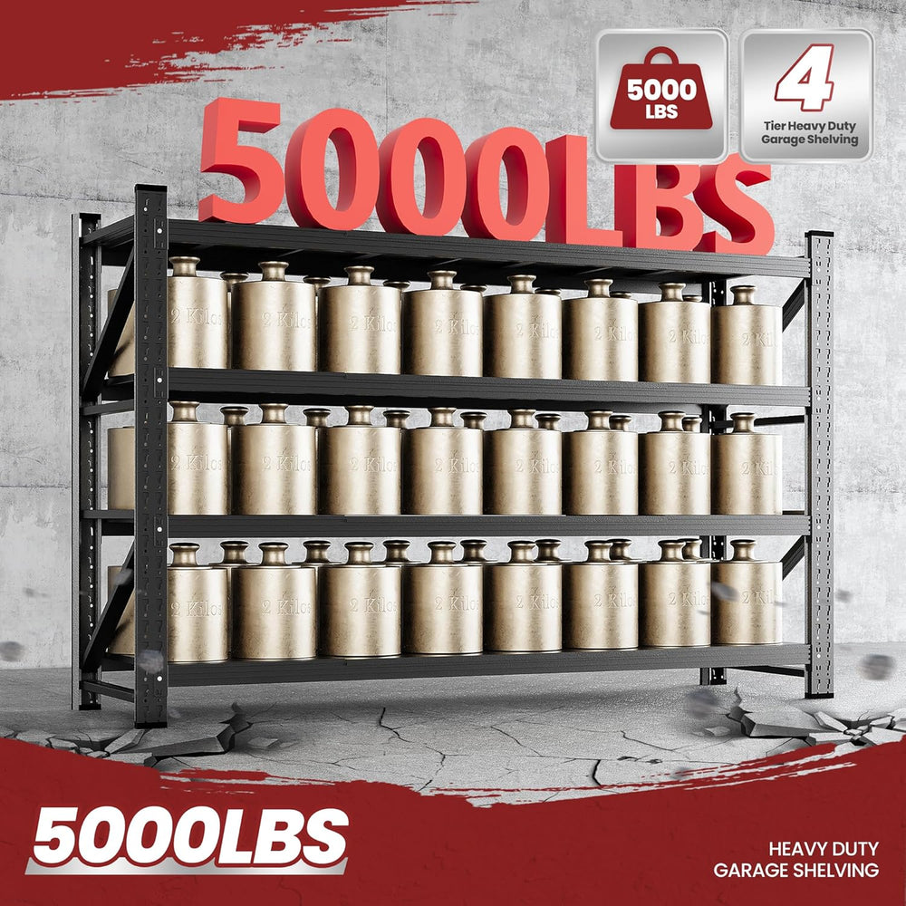 4‑Tier Heavy‑Duty Metal Garage Storage Shelving Unit, 5000 LBS Capacity Adjus...
