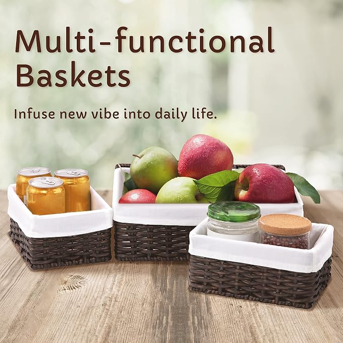 Baskets for Organizing, Undershelf Wicker Storage, Hand Woven Organizer for (...