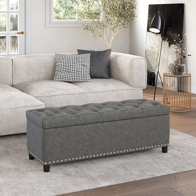BELLEZE 47" Storage Ottoman, Storage Bench