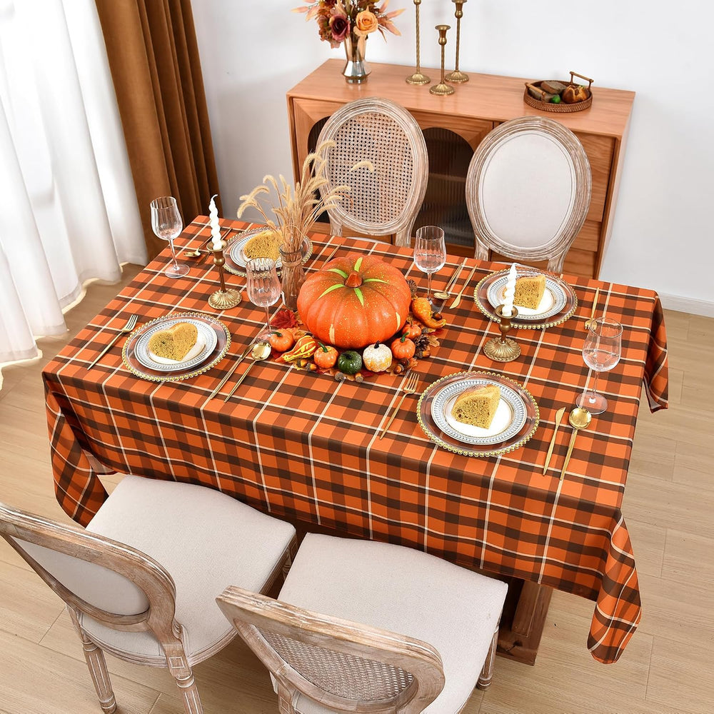 Classic Gingham Buffalo Tablecloth Fabric - Oblong 58x144 Inch Water Proof Ch...