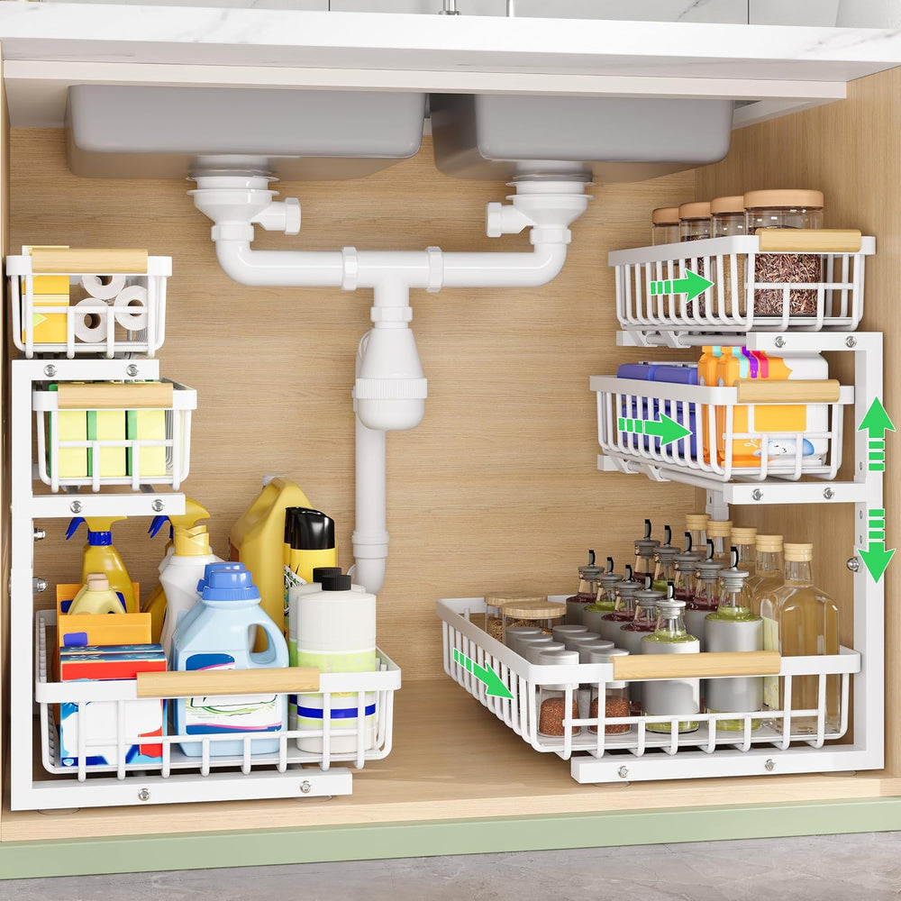 3 Tier Under Sink Organizer: Pull Out Cabinet Storage for Bathroom,2 Pack