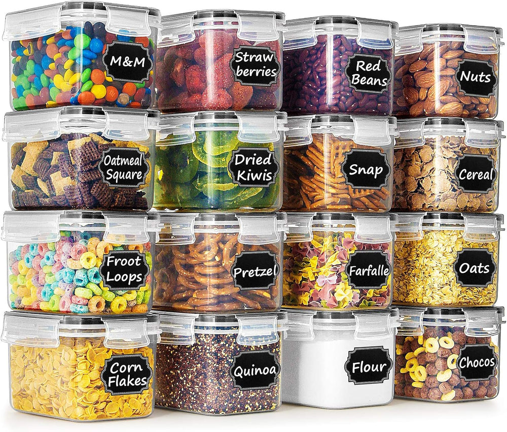 Wildone Airtight Food Storage Containers with Lids 0.8L, 16PCS, Black