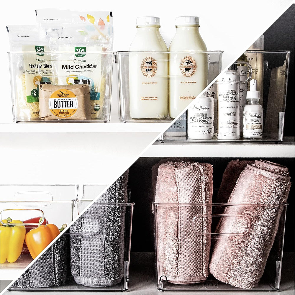 BINO | Plastic Storage Bins - 4 Pack | THE LODGE COLLECTION | Clear Storage |...
