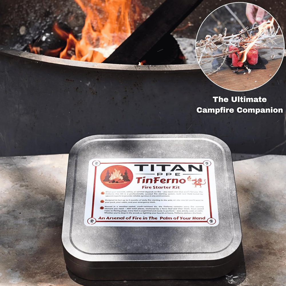 TinFerno Fire Starting Kit – 100pc Fire Starter for Campfires, Ferro Rod, Mag...