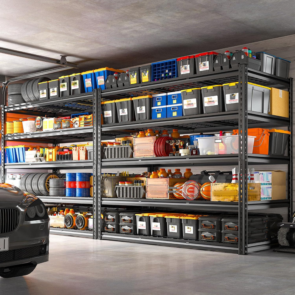 REIBII 5 Tier Garage shelving Heavy Duty for Basement Warehouse Pantry