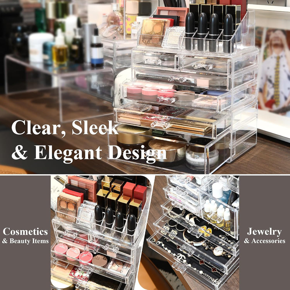Sea Team 3-Tier Stackable Clear Acrylic Makeup Organizer with Drawers