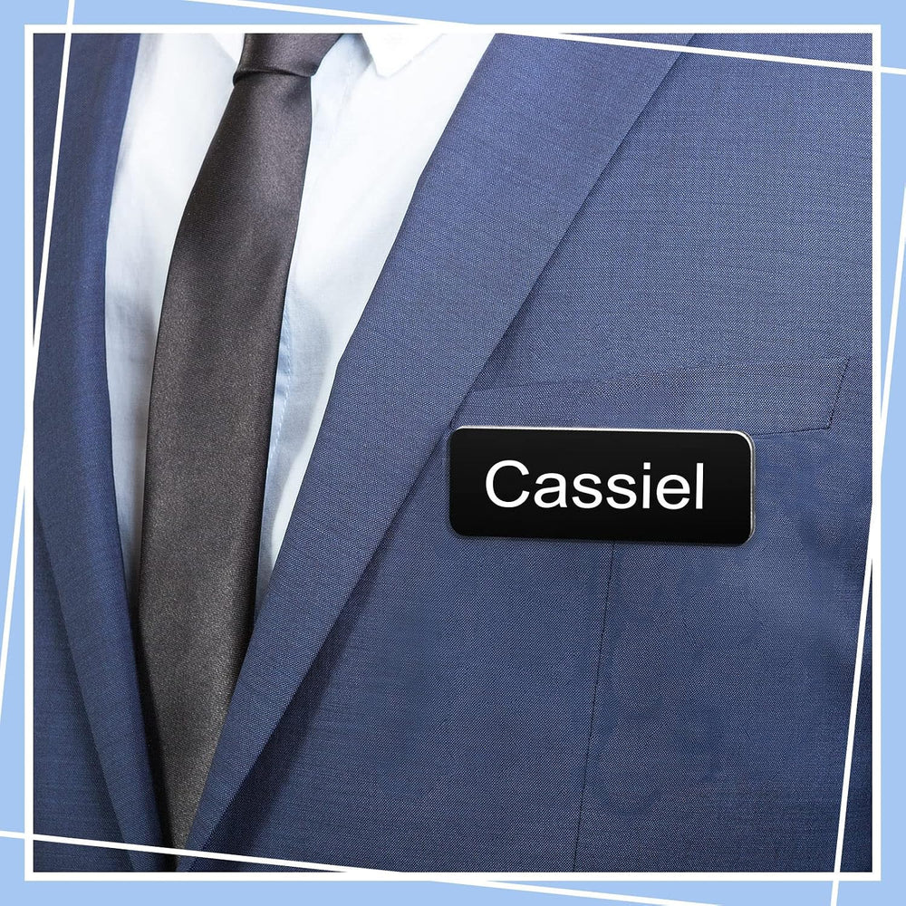 100 Pieces Blank Name Tag with Pin 1 x 3 Inch, Black