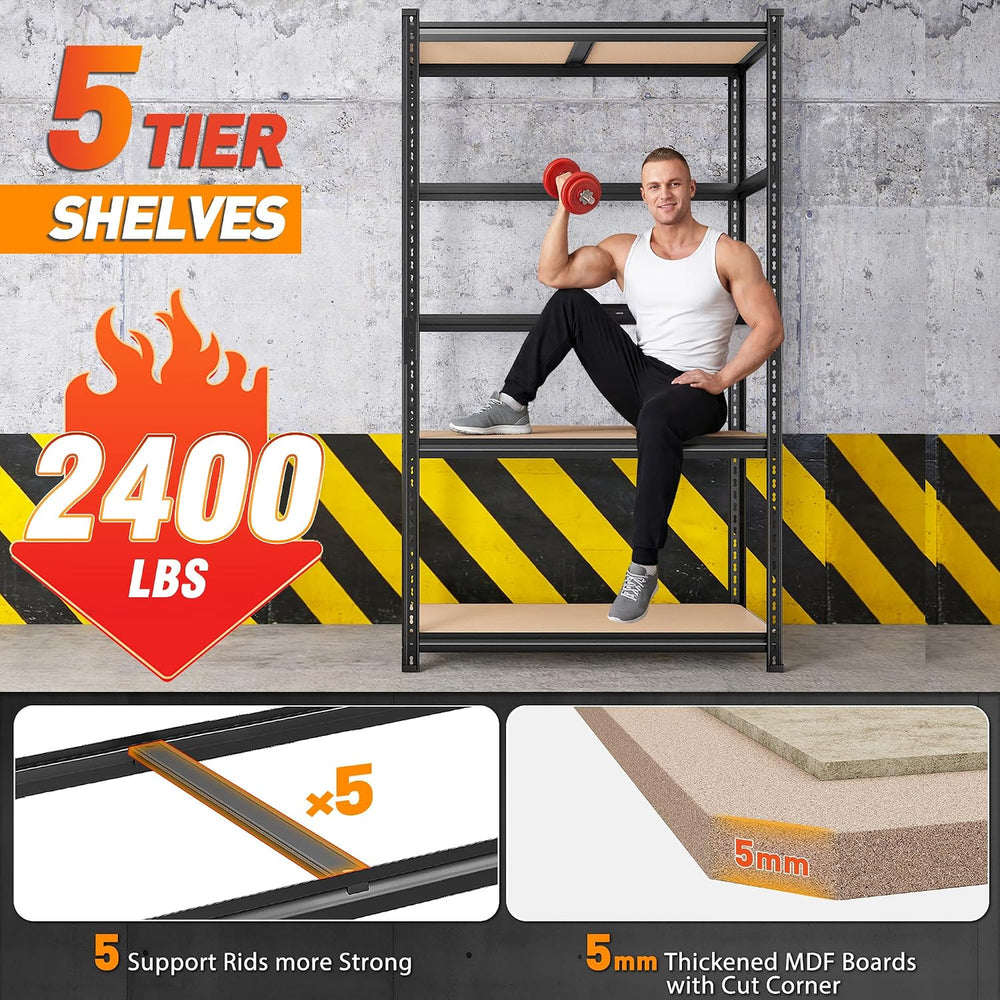 REIBII 2400LBS Garage Shelving,36" Wx16" Dx72" H Shelves for B...