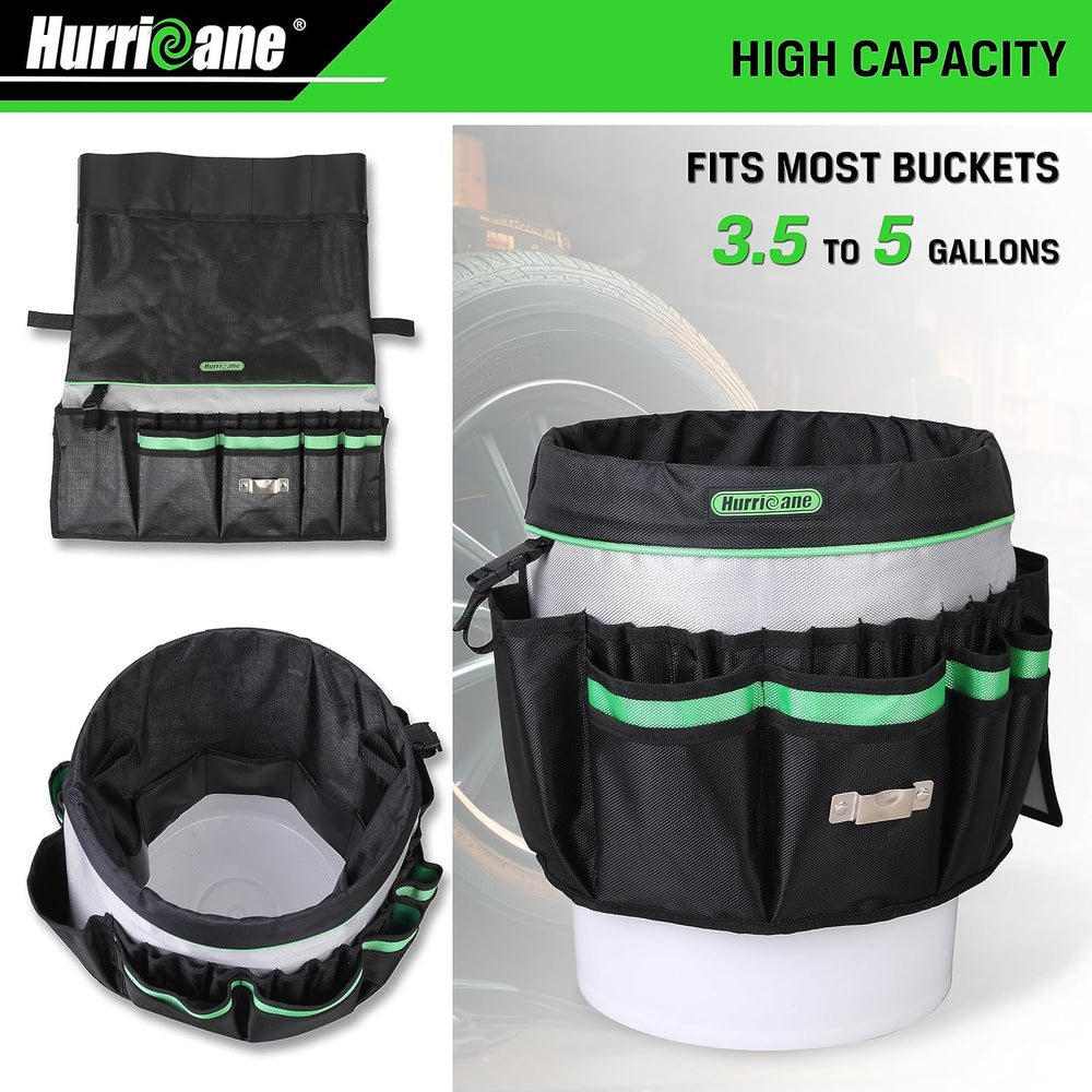 HURRICANE 5 Gallon Bucket Tool Bag Organizer, Garden Tool Caddy with 52 Pocke...