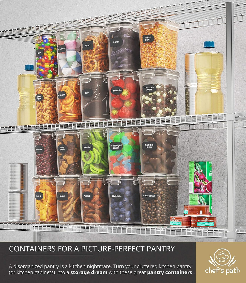 Chef's Path Airtight Plastic Food Containers with Lids - 20 Pack (1.6 Lit...