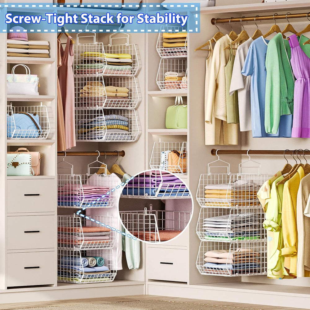 6 Tier Extended Depth Hanging Closet Organizer, Closet Storage Hanging Shelve...