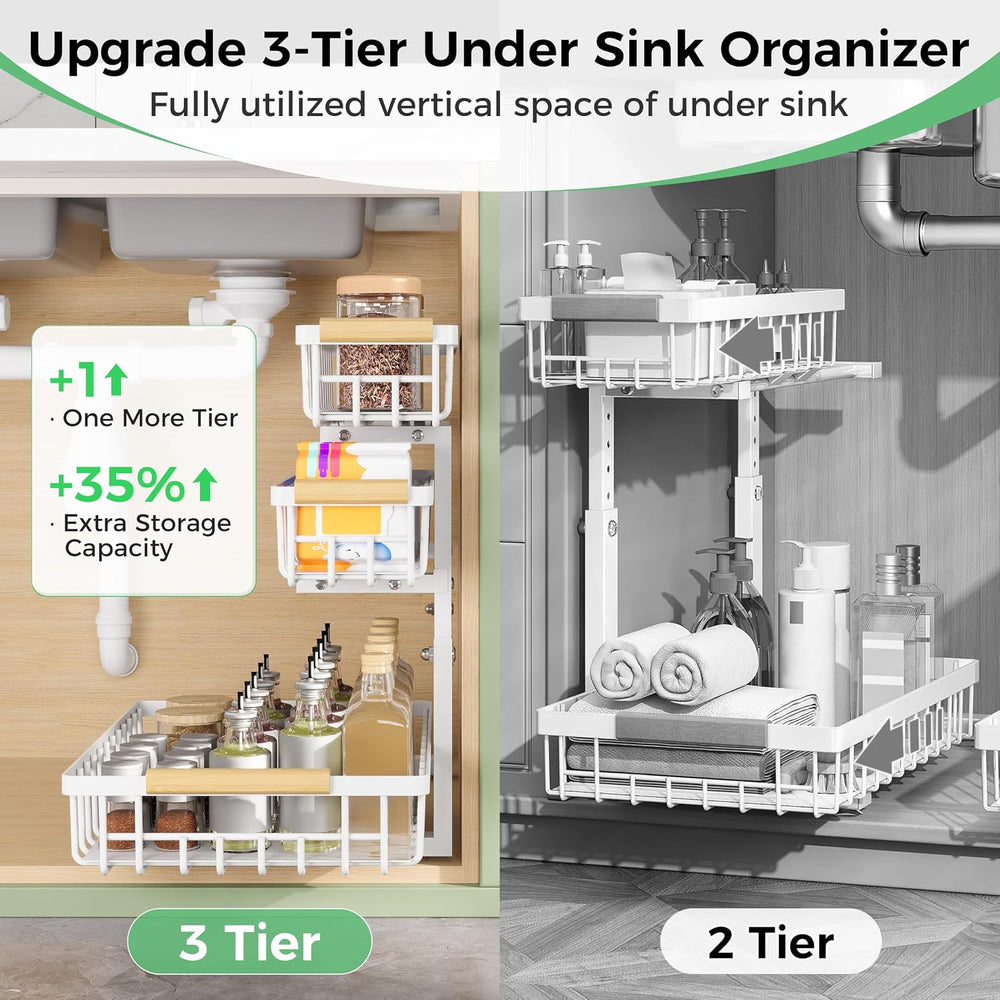 3 Tier Under Sink Organizer: Pull Out Cabinet Storage for Bathroom,2 Pack