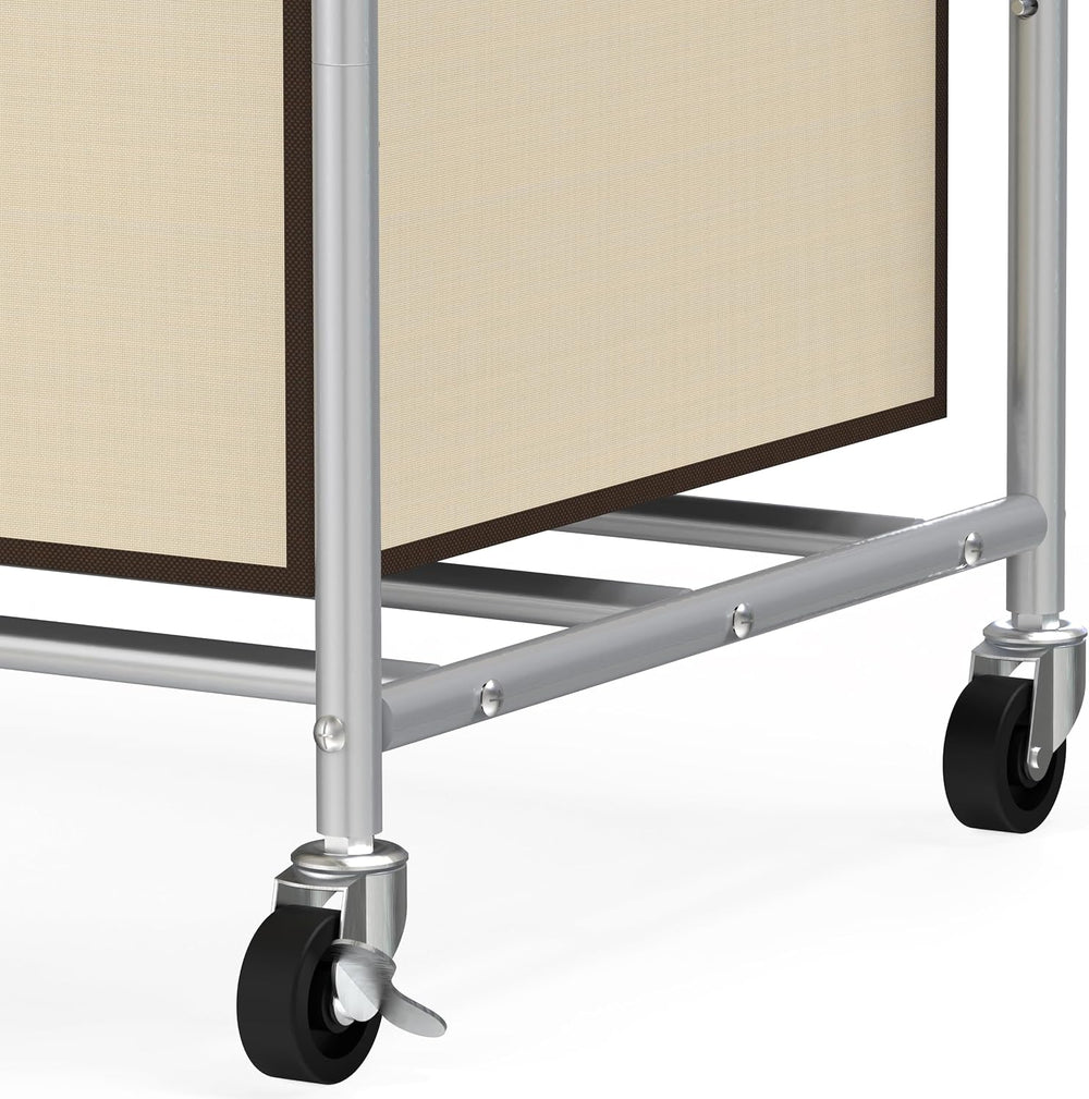 Deco Brothers Heavy Duty 3 Bags Laundry Sorter Cart with Hanging Bar, Beige
