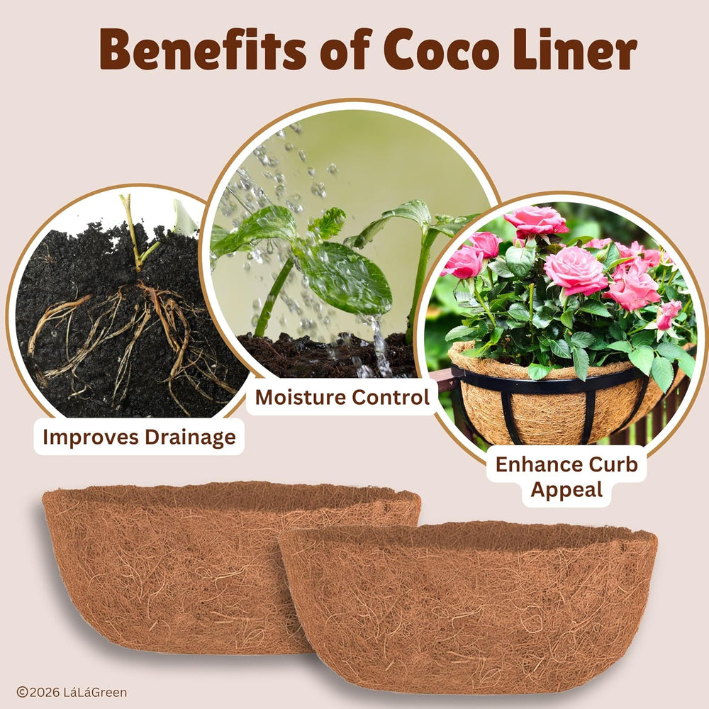 LaLaGreen 16" (8 Pack, Half Rounded Rectangular) Trough Coco Liners – Me...