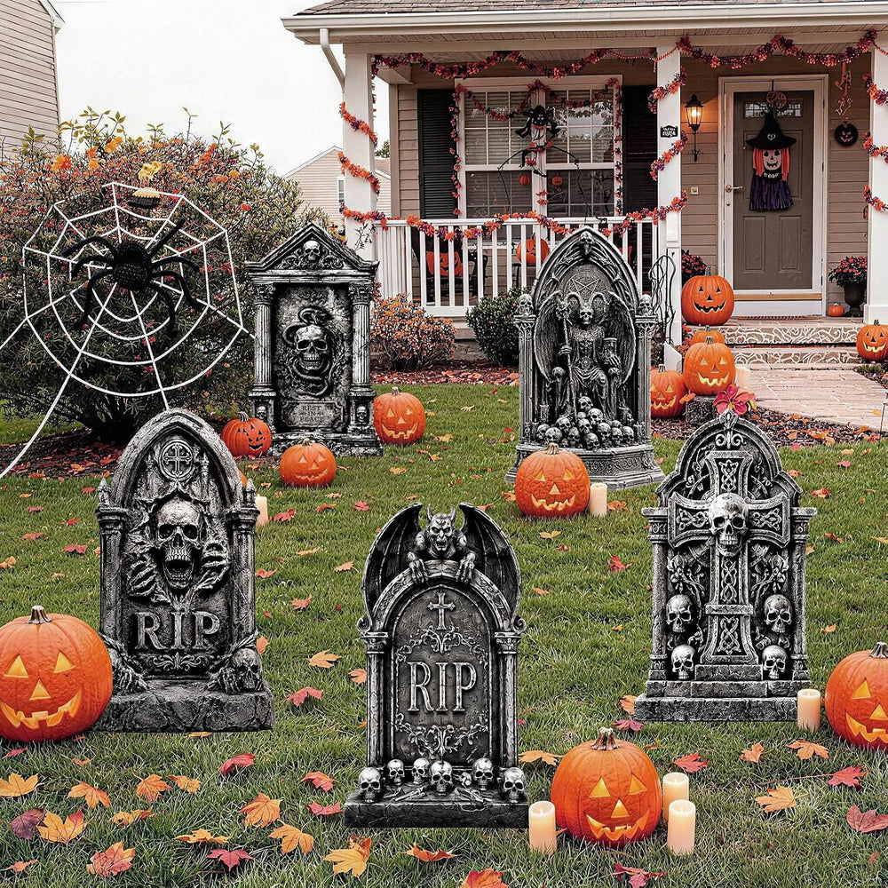 25" Halloween Tombstones, 5PCS Halloween Decorations Outdoor Gravestone