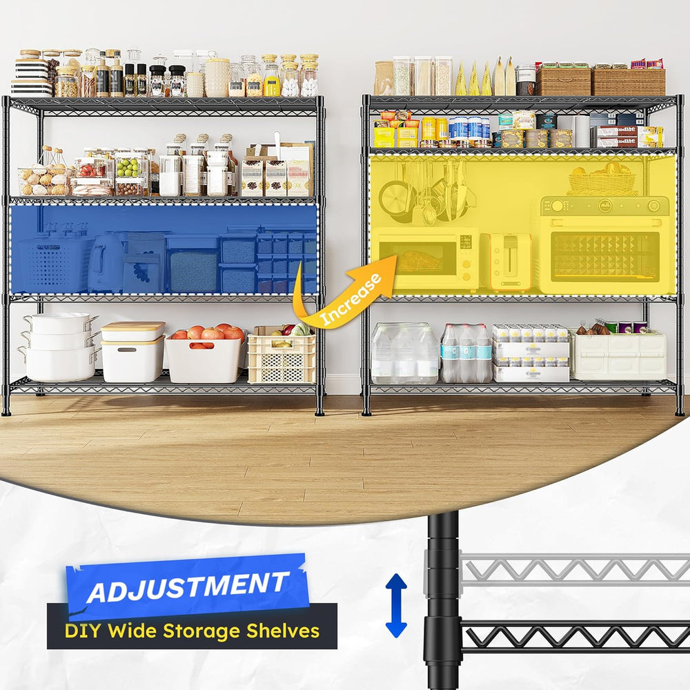 DurayLoly Extra-Wide 4-Tier 800LBS Storage Rack, Adjustable Shelves, Black