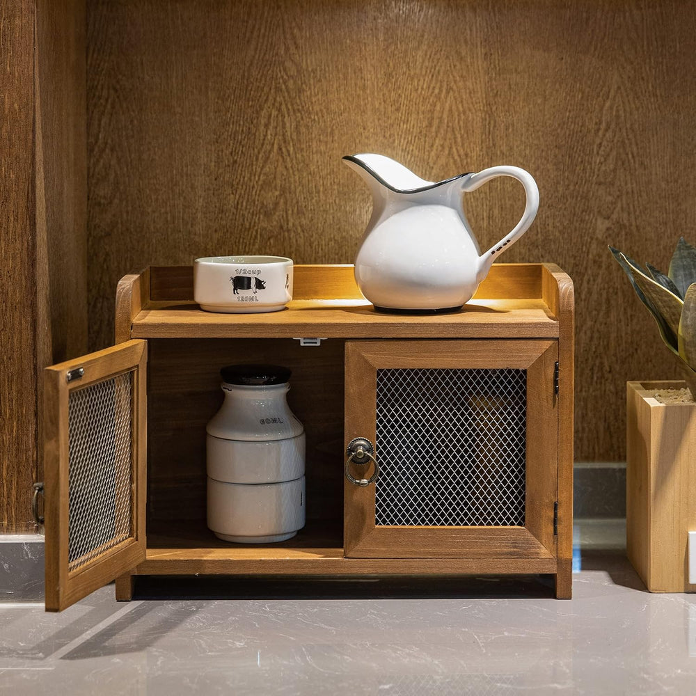 COLLECTIVE HOME - Storage Cabinet, Mini Countertop Cabinet, Wood Organizer fo...