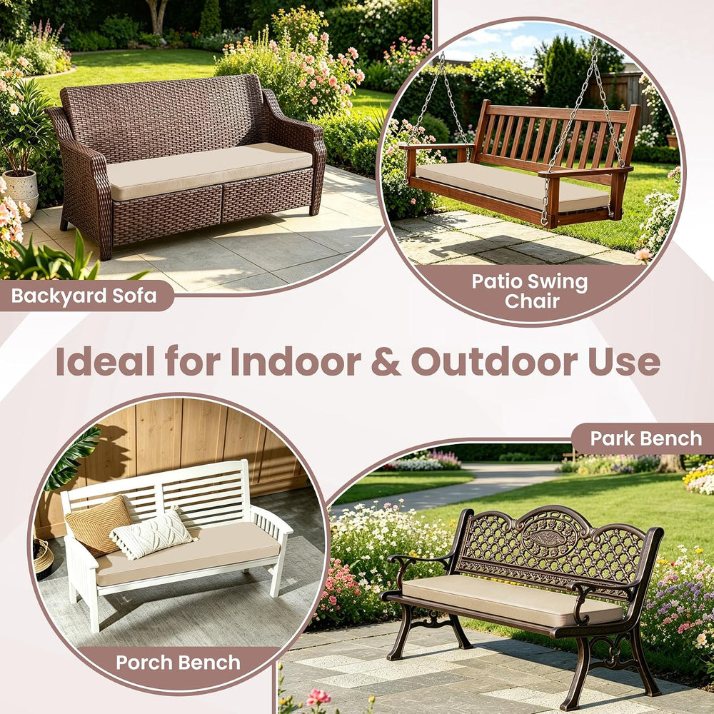 Outdoor Bench Cushion Pad, Patio Bench Cushion 48"x18", Beige