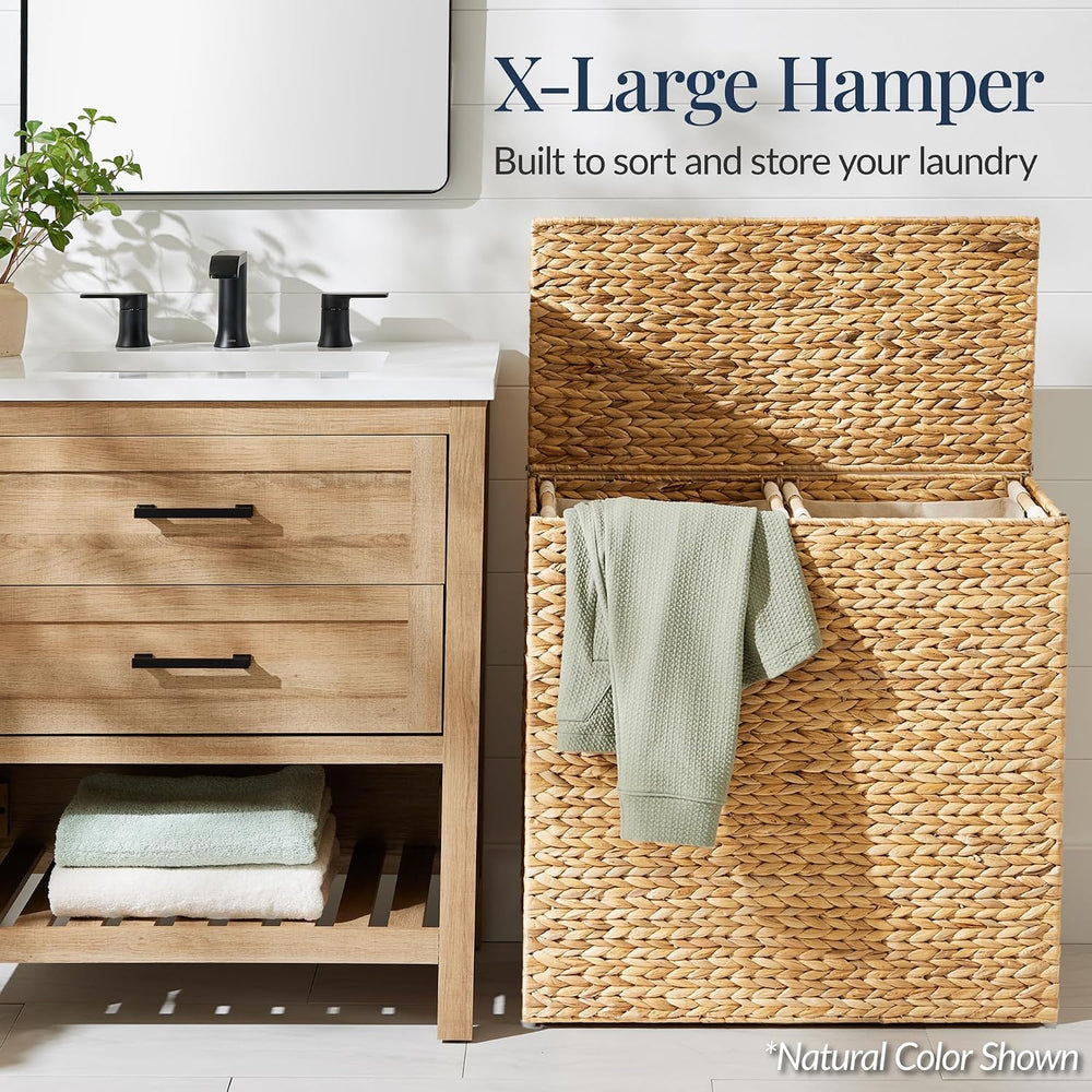 Best Choice Products X-Large Laundry Hamper with Lid, Natural Handwoven Hyaci...