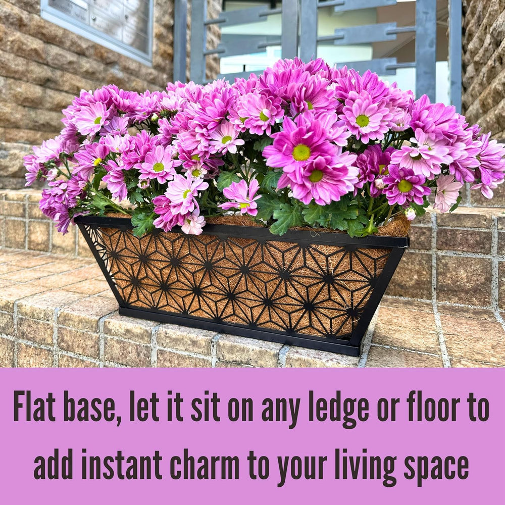 LaLaGreen Garden Wall Planter (16 in, 2 Pack) Black Patio Window Flower Box