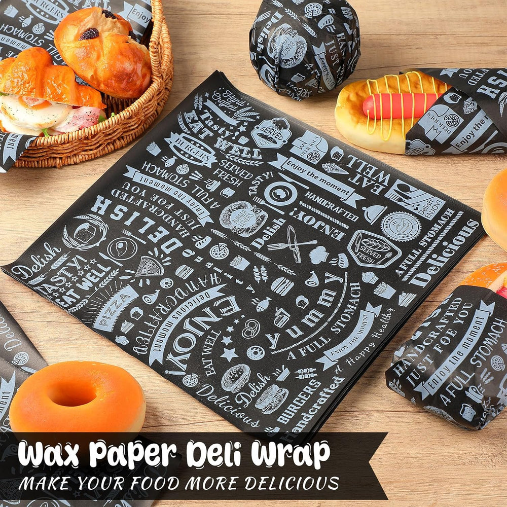 Outus 1400 Pcs 12 x 12 Inch Deli Wax Paper Sheets, Black