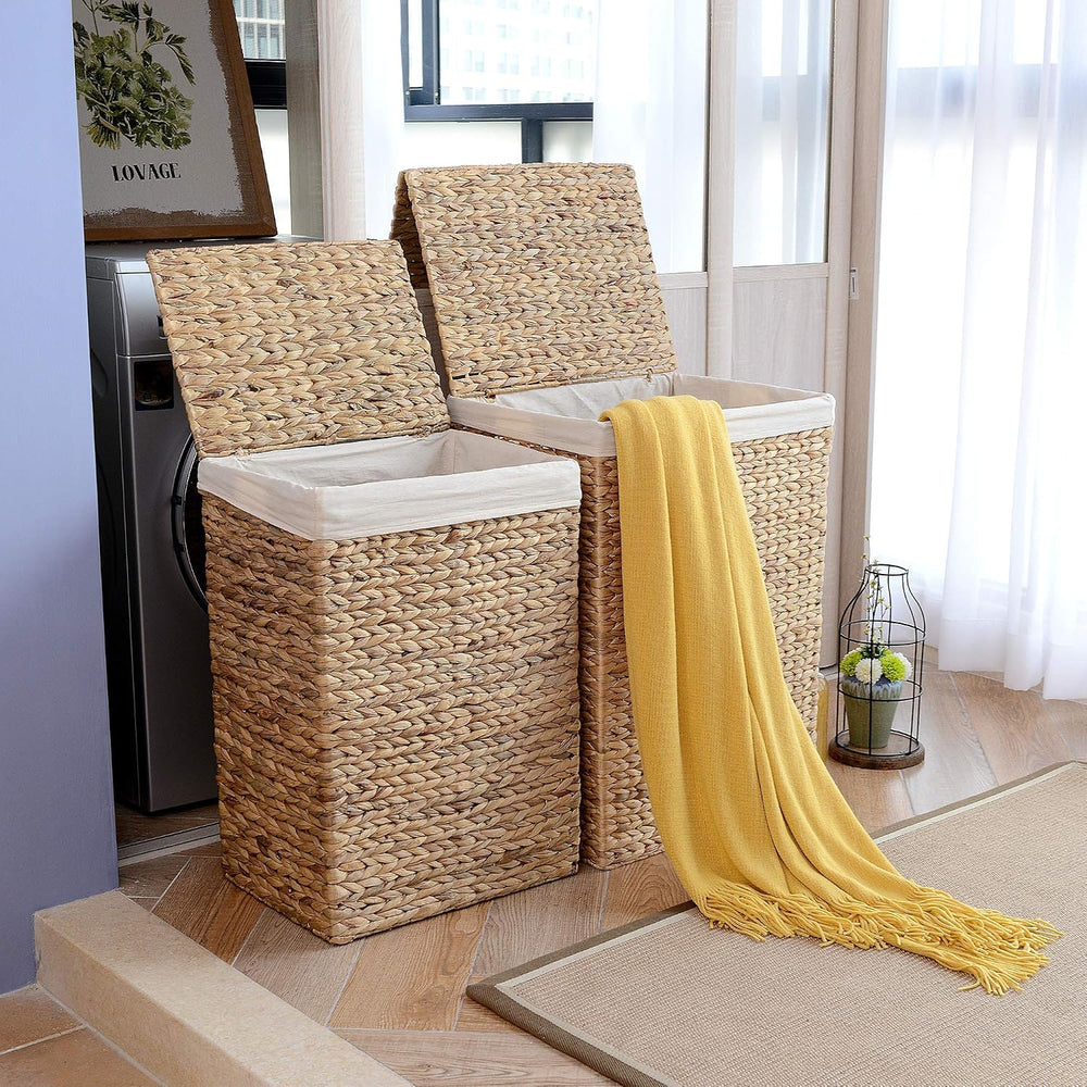 Lavish Home Handmade Wicker Laundry Hampers, Natural, Set of 2, 26”/24”