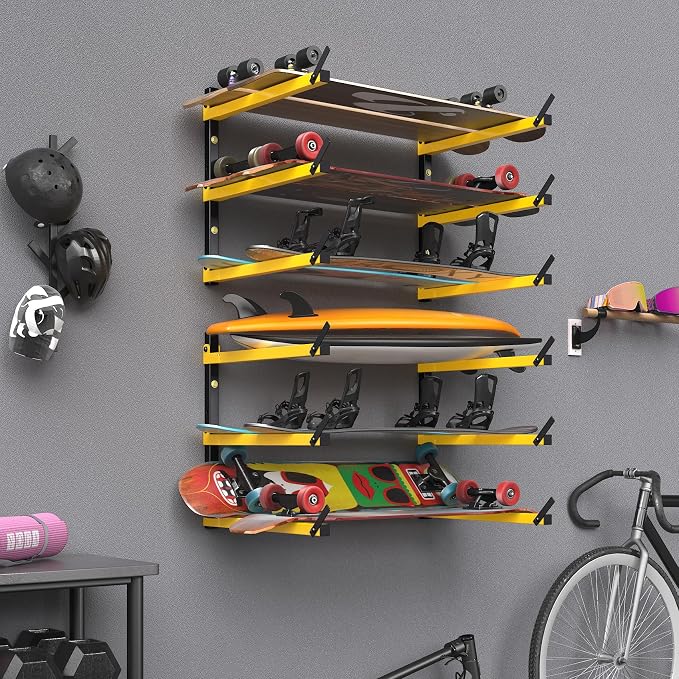 GREENER Lumber Storage Rack Folding Wood Storage Racks Wall-Mounted Metal Rac...