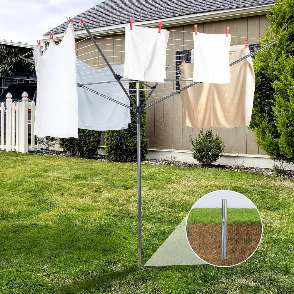 STO STO Umbrella Clothesline Outdoor Drying Rack, 164 Feet Rotary Clothes Dry...
