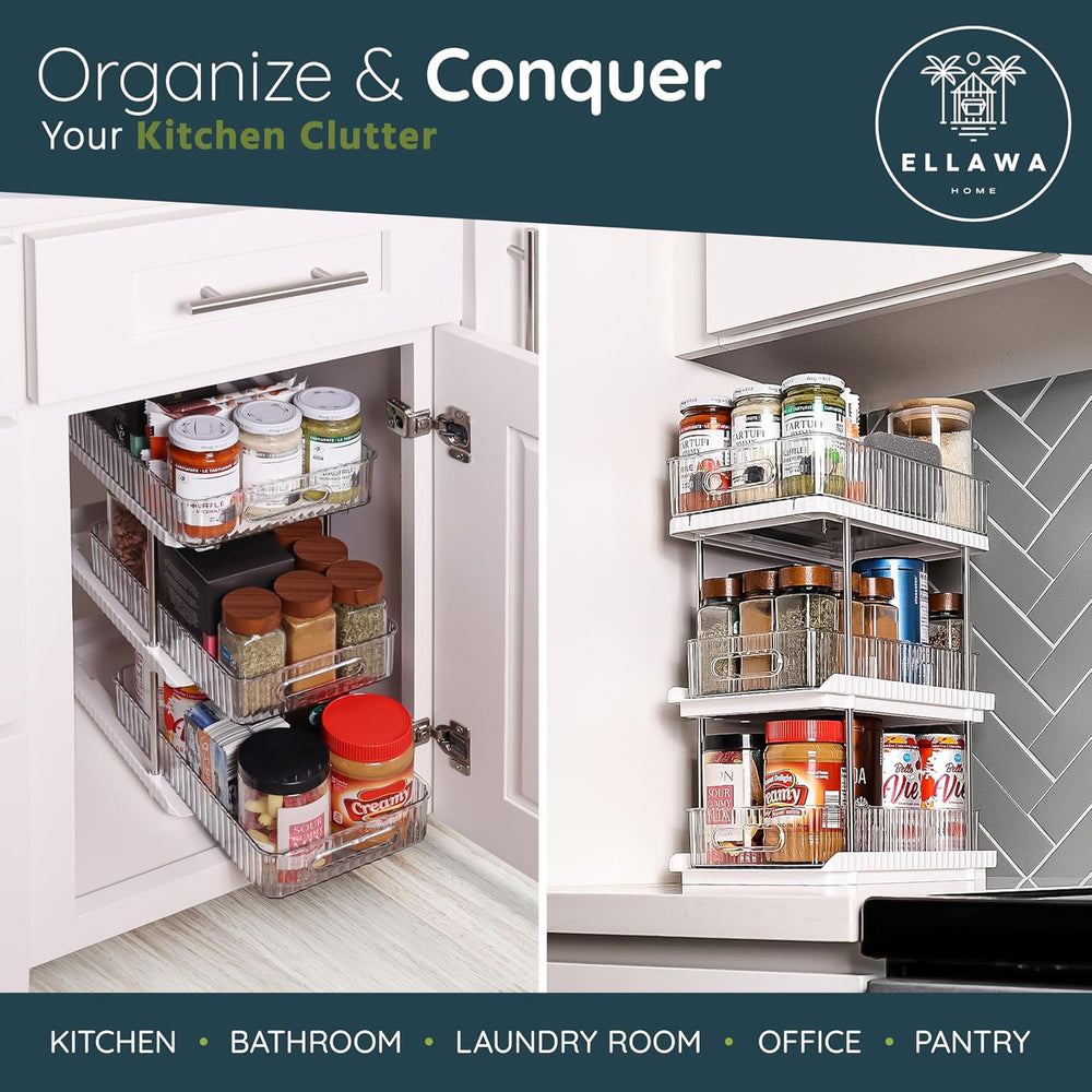 3-Tier Under Sink Organizer – Pull-Out Storage for Kitchen & Bathroom – U...