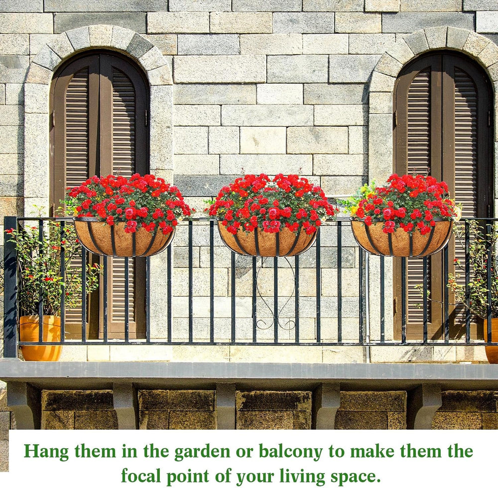 8 Sets 16 Inch Window Deck Railing Planters Boxes with Coconut Liner Outdoor ...