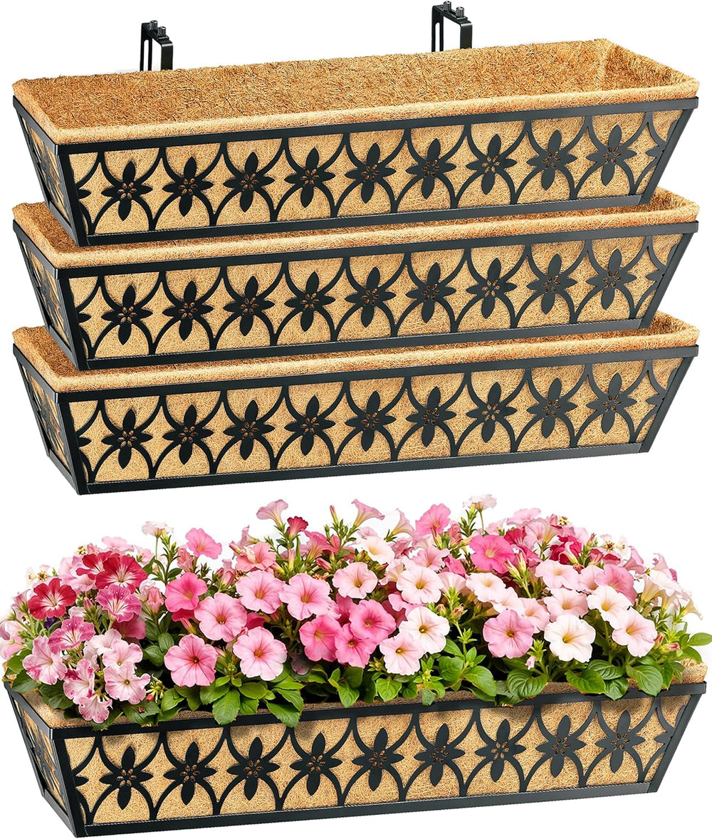 30 Inch Window Boxes Planters Railing Planter Box - 4 Pack Deck Railing Plant...