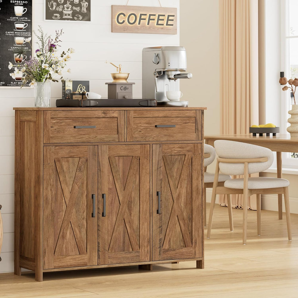 Coffee Bar Storage Cabinet with Drawers, Kitchen Buffet Cabinet