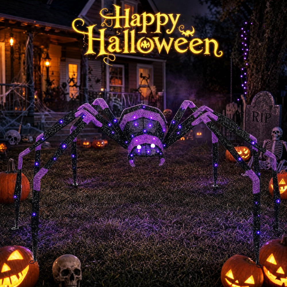 6.8 FT Giant Spider Halloween Decorations, 128 LED Light Up Spider