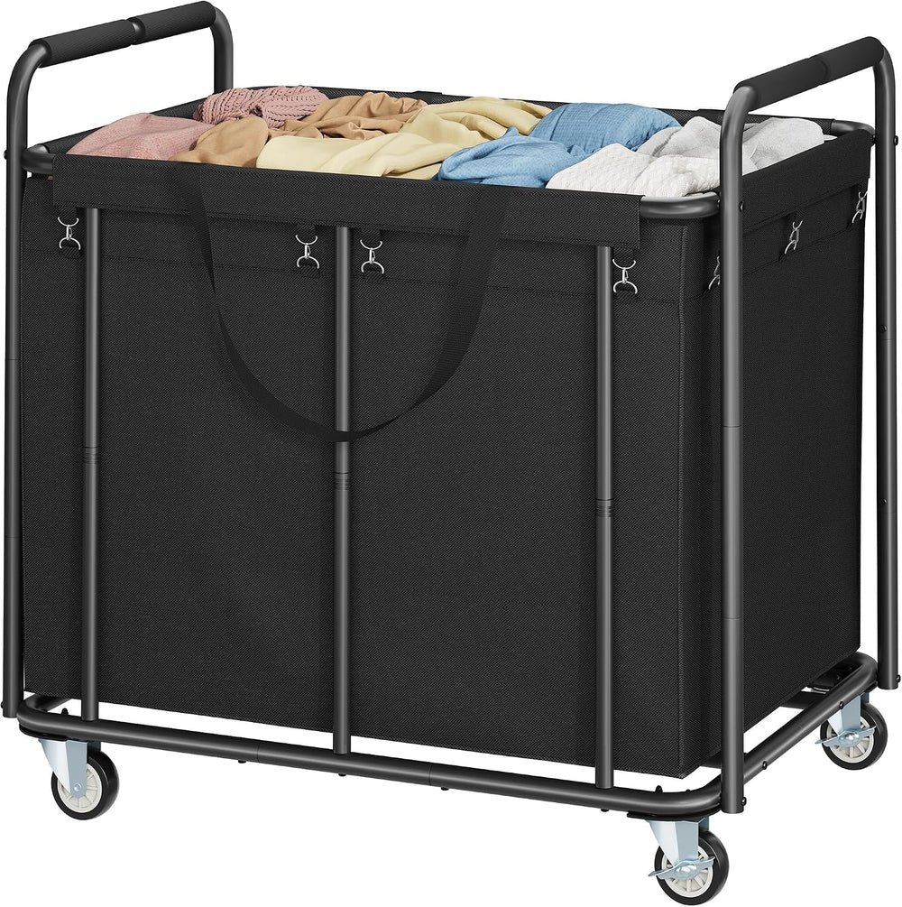 Tajsoon Large Laundry Cart with Wheels 450L, Rolling Laundry Hamper, Black