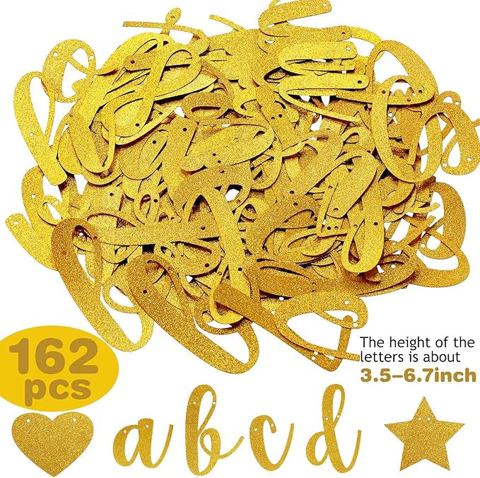 TaoBary 167 Pcs DIY Banner Kit Happy Birthday Glitter Banner Customizable Gli...
