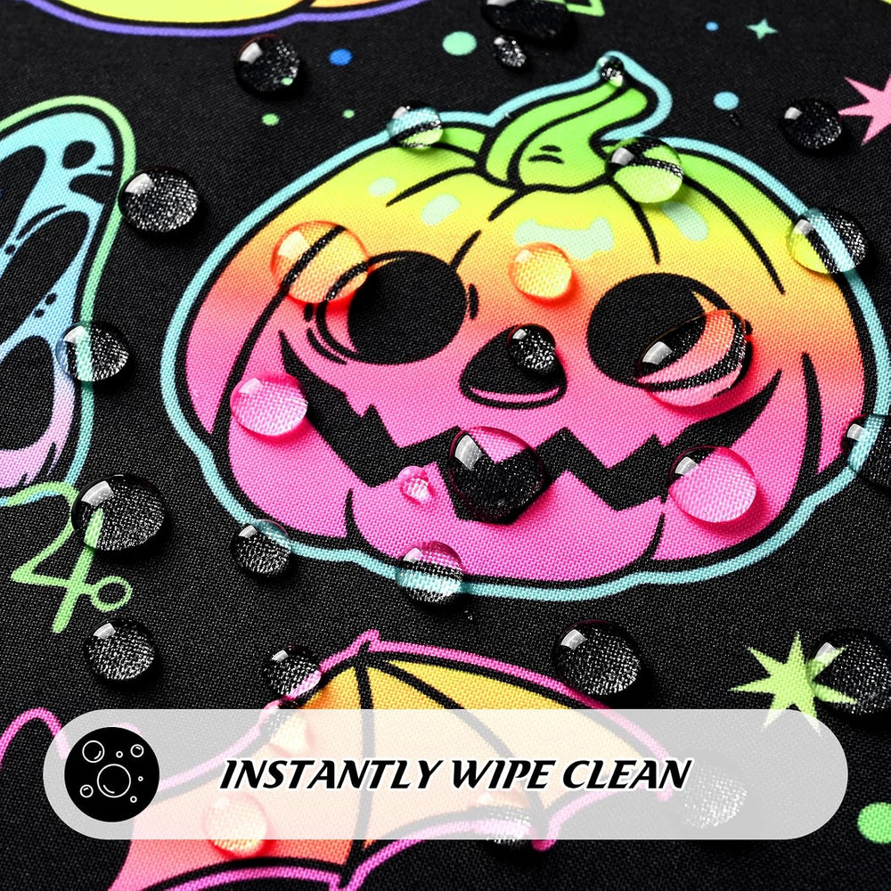ASPMIZ Halloween Tablecloth Rectangle Table, Waterproof Blacklight Spooky Pum...