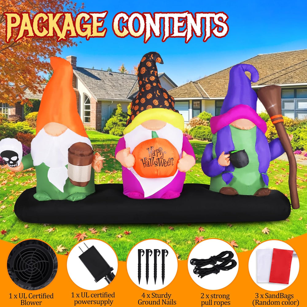 9.4ft Halloween Inflatable Three Wizard Gnomes Outdoor Decoration