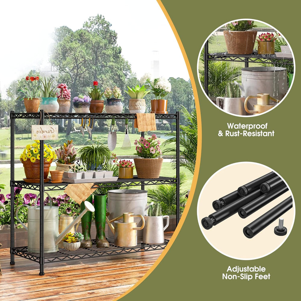 DurayLoly 3-Tier Metal Shelving 468LBS, Adjustable Storage Shelves, Kitchen