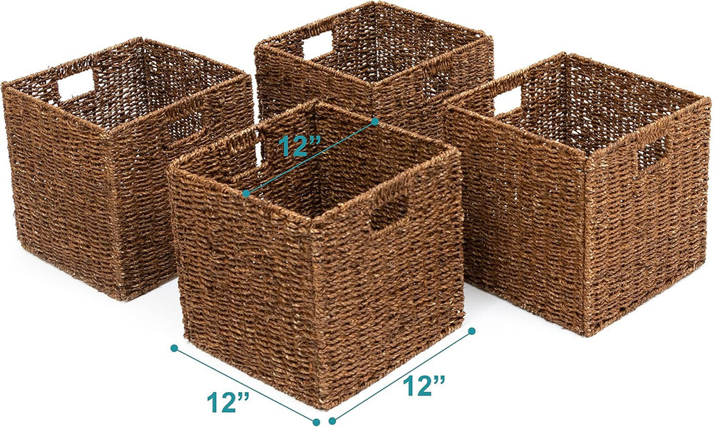 Foldable Storage Basket with Iron Wire Frame By Trademark Innovations (Set of 4)